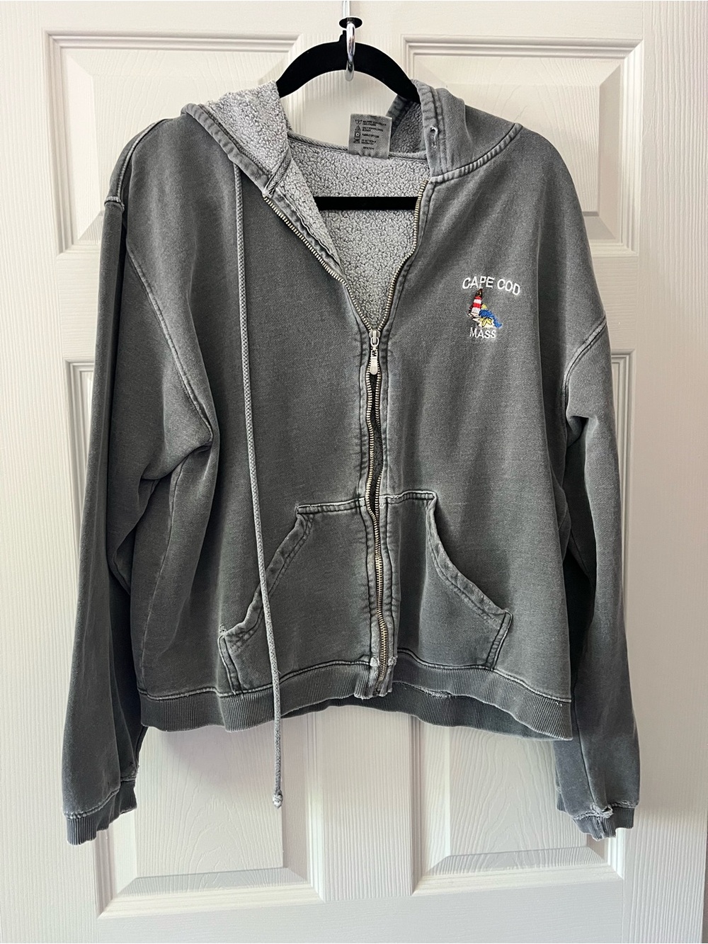 Vintage Cape Cod Embroidered Zip Hoodie - Slate Gray